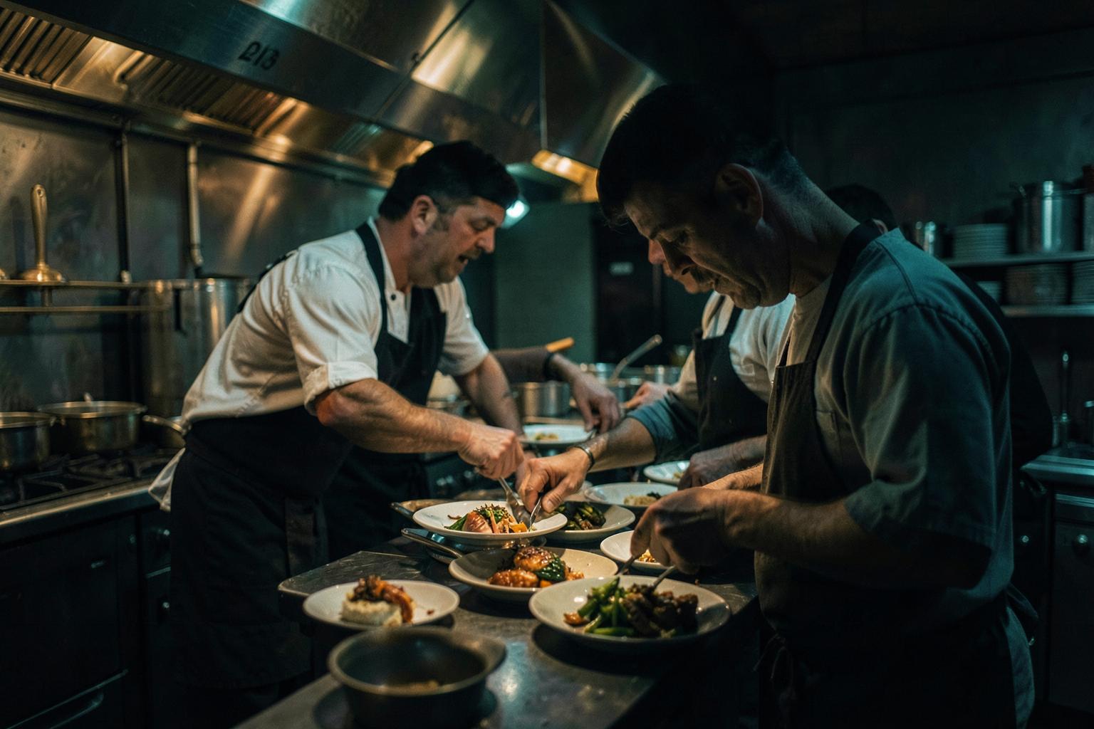 Cucina di un ristorante durante il servizio